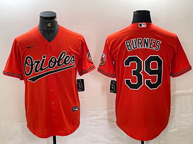 Men Baltimore Orioles #39 Burnes Orange 2024 Nike Game MLB Jersey style 1